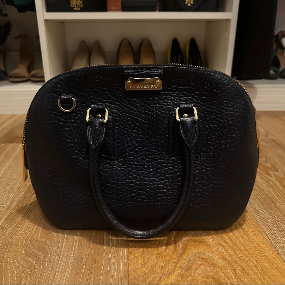 Burberry Navy and Gold Zip hand bag